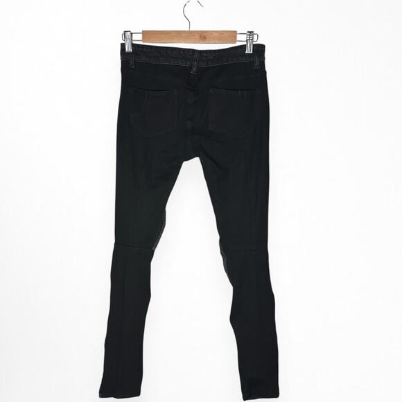 MAJE Denim Front Ponte Back Hybrid Pants Jeans Skinny Ripped Mid Rise Black 40 8 - Picture 2 of 10